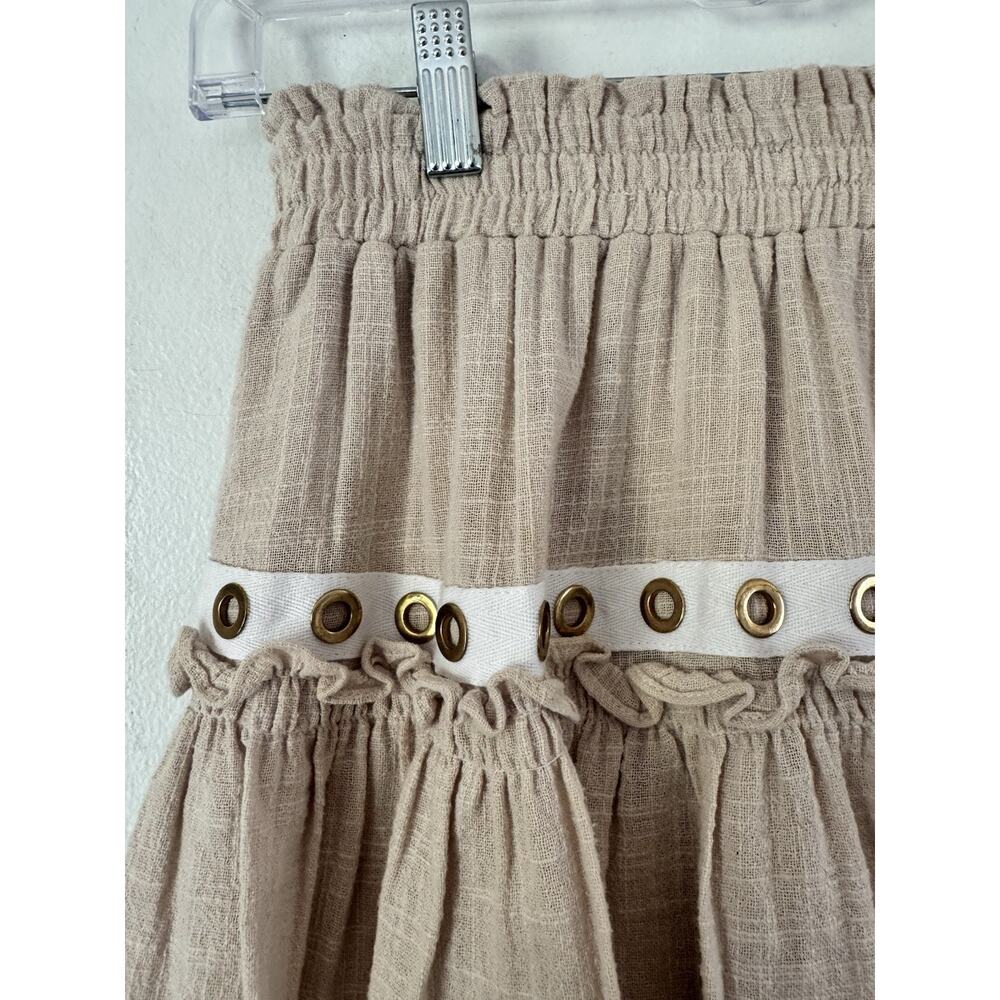 MISA Los Angeles Beige Smocked Pull On Mini Skirt Size XS - Picture 3 of 7